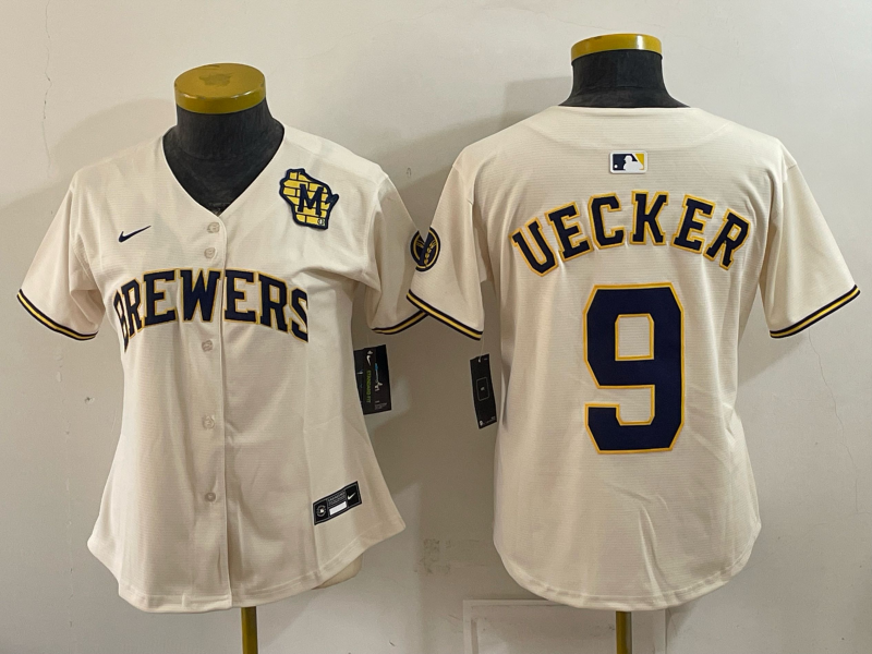 Women 2026 Milwaukee Brewers #9 Uecker cream Game Nike MLB Jersey 100403